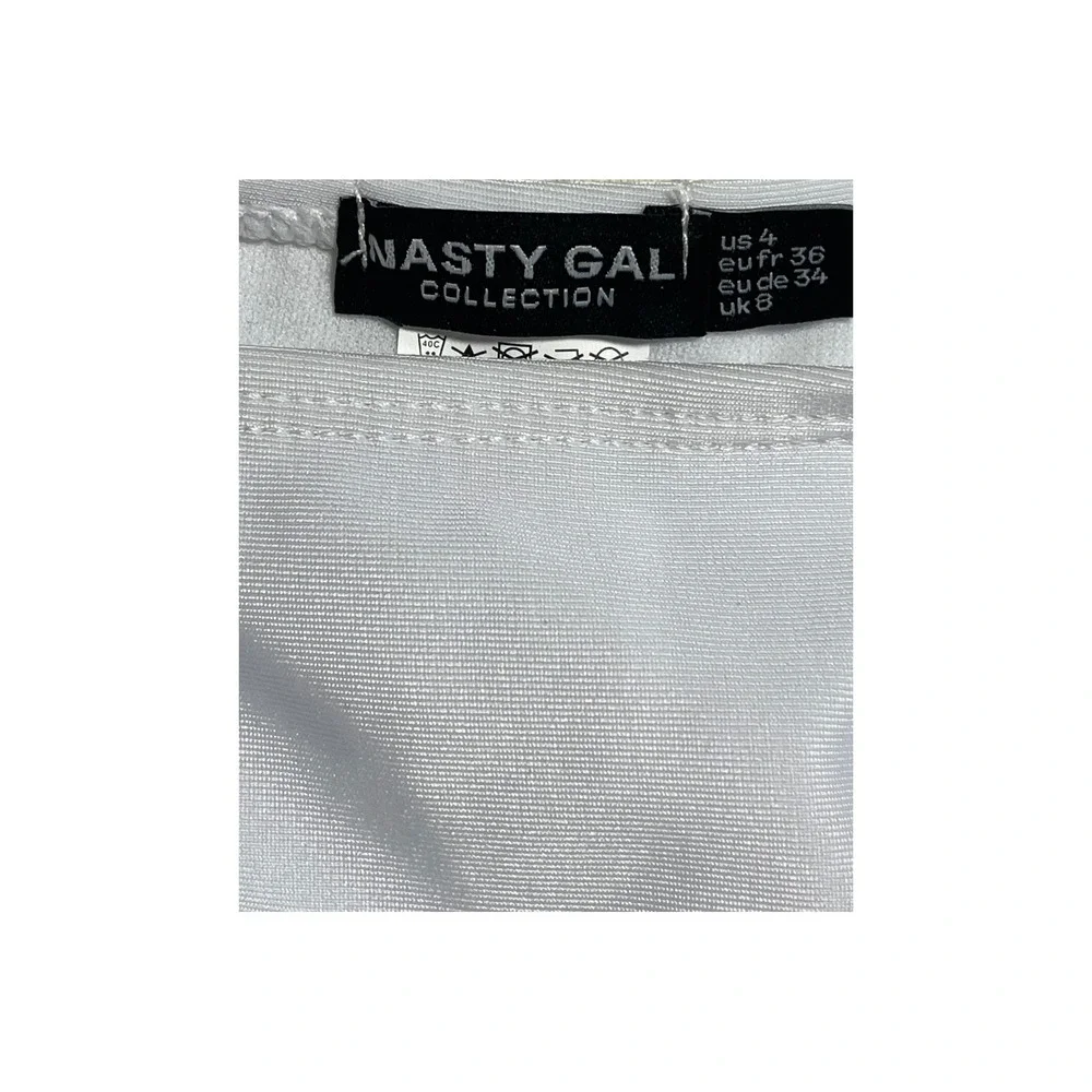 Nasty Gal Collection White Triangle Side Tie Bikini Set Size US 4
